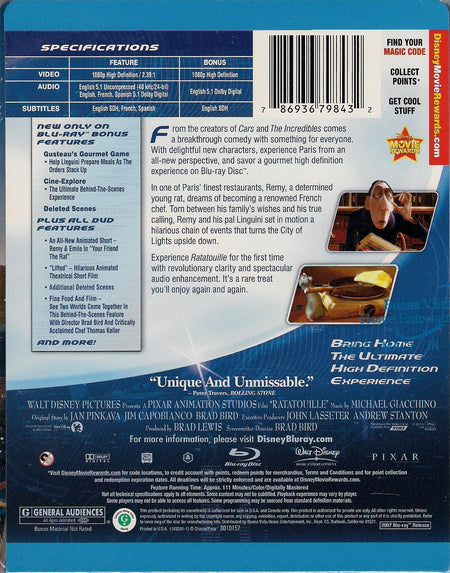 Disney Pixar's Ratatouille - Limited Edition SteelBook [Blu-ray]