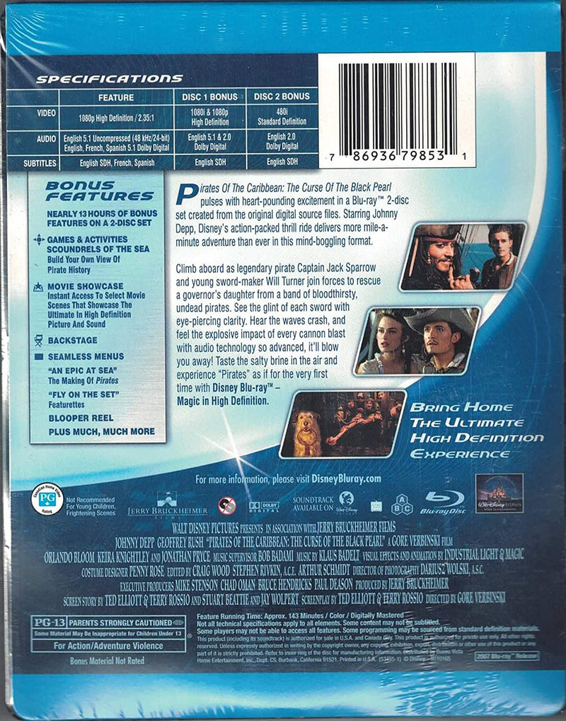 Disney's Pirates of the Caribbean: The Curse of the Black Pearl - Limited Edition SteelBook [Blu-ray]