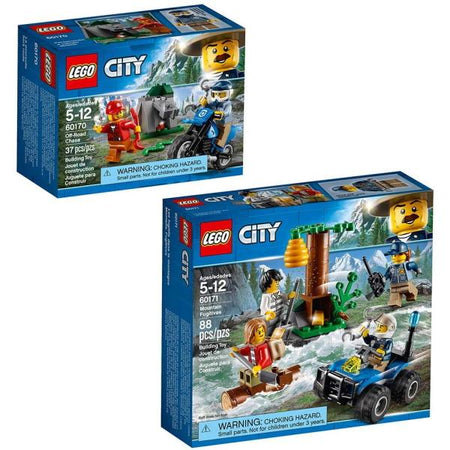 LEGO City: Off-Road Chase + Mountain Fugitives - 37 + 88 Piece Building Kits [LEGO, #60170 + 60171]