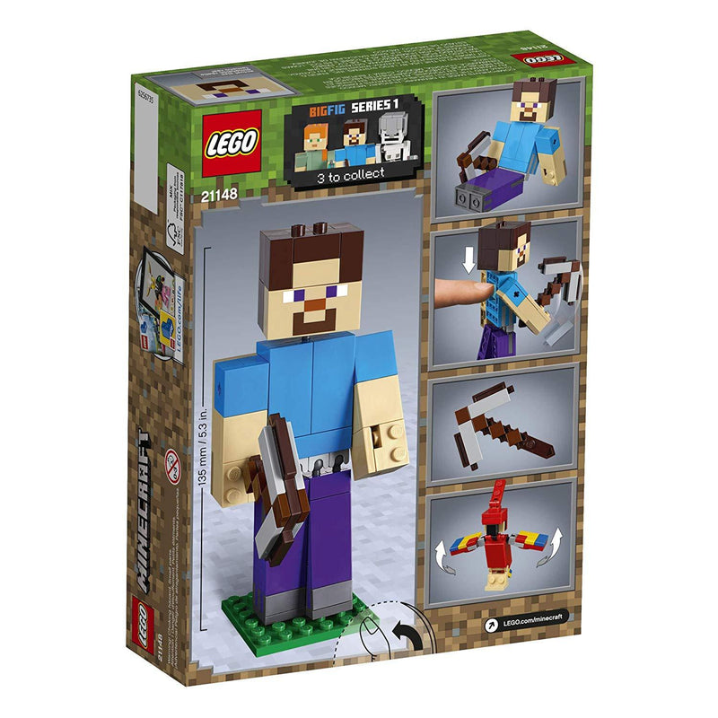 LEGO Minecraft: Steve BigFig with Parrot - 159 Piece Building Kit [LEGO, #21148]