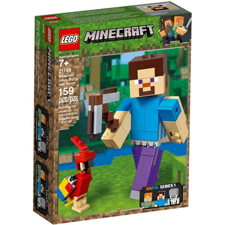LEGO Minecraft: Steve BigFig with Parrot - 159 Piece Building Kit [LEGO, #21148]