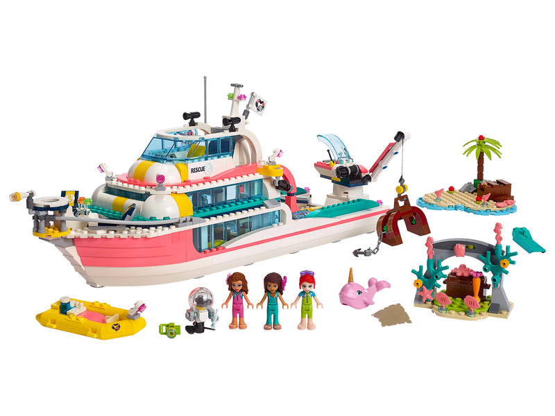 LEGO Friends: Rescue Mission Boat  - 908 Piece Building Kit [LEGO, #41381]