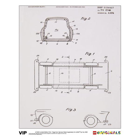LEGO Originals: German Patent LEGO Toy Car 1963 - Limited Edition Print [LEGO, #5006006]