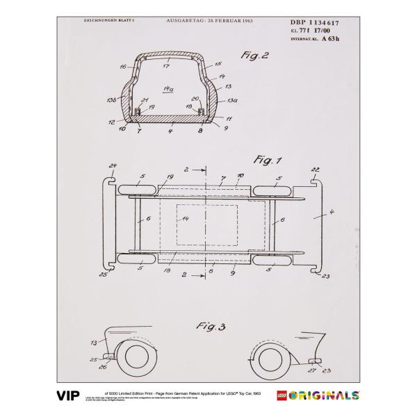 LEGO Originals: German Patent LEGO Toy Car 1963 - Limited Edition Print [LEGO, #5006006]