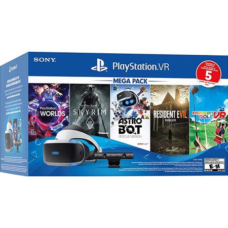 PlayStation VR Mega Pack - PlayStation VR WORLDS + The Elder Scrolls V: Skyrim VR + Astro Bot: Rescue Mission + Resident Evil 7: Biohazard + Everybody's Golf VR Bundle - PSVR [PlayStation 4]