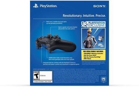 DualShock 4 Wireless Controller - Jet Black - Fortnite Bundle [PlayStation 4 Accessory]