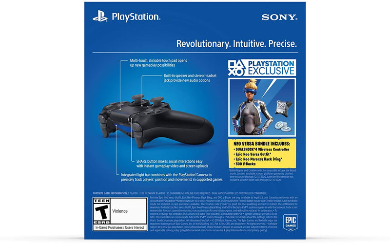 DualShock 4 Wireless Controller - Jet Black - Fortnite Bundle [PlayStation 4 Accessory]